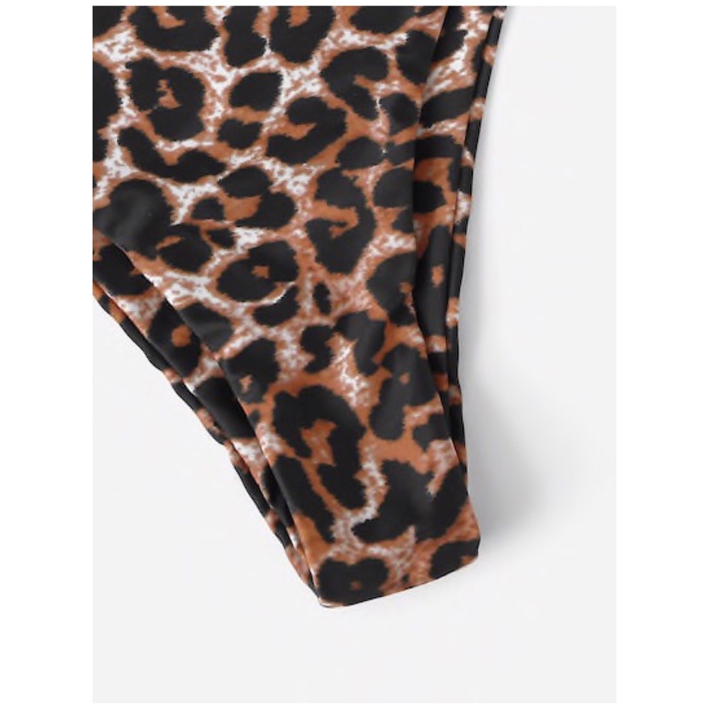 CLEARANCE Leopard High Waist Bandeau Bikini Swimsuit - Picture 4 of 5